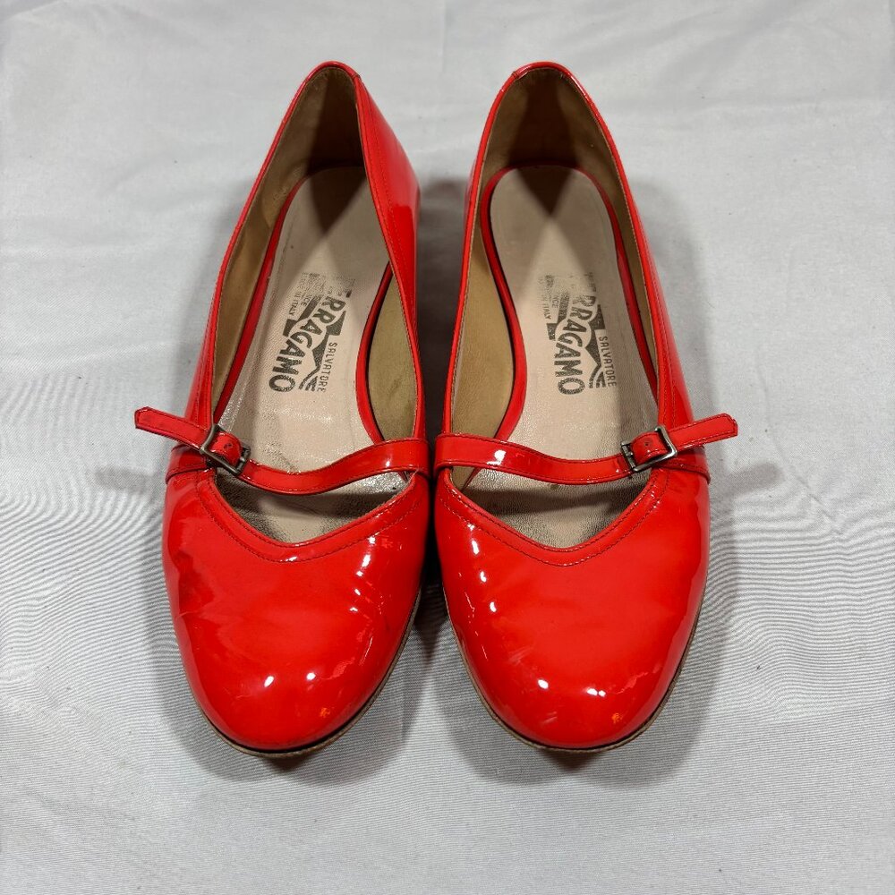 Salvatore Ferragamo Red Patent Leather Heels